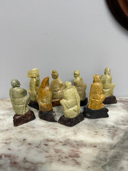 Vintage Set of 8 Hand Carved Chinese Immortals Sculptures | Antique & Vintage | Moonee Ponds Antiques | Australia Wide Delivery