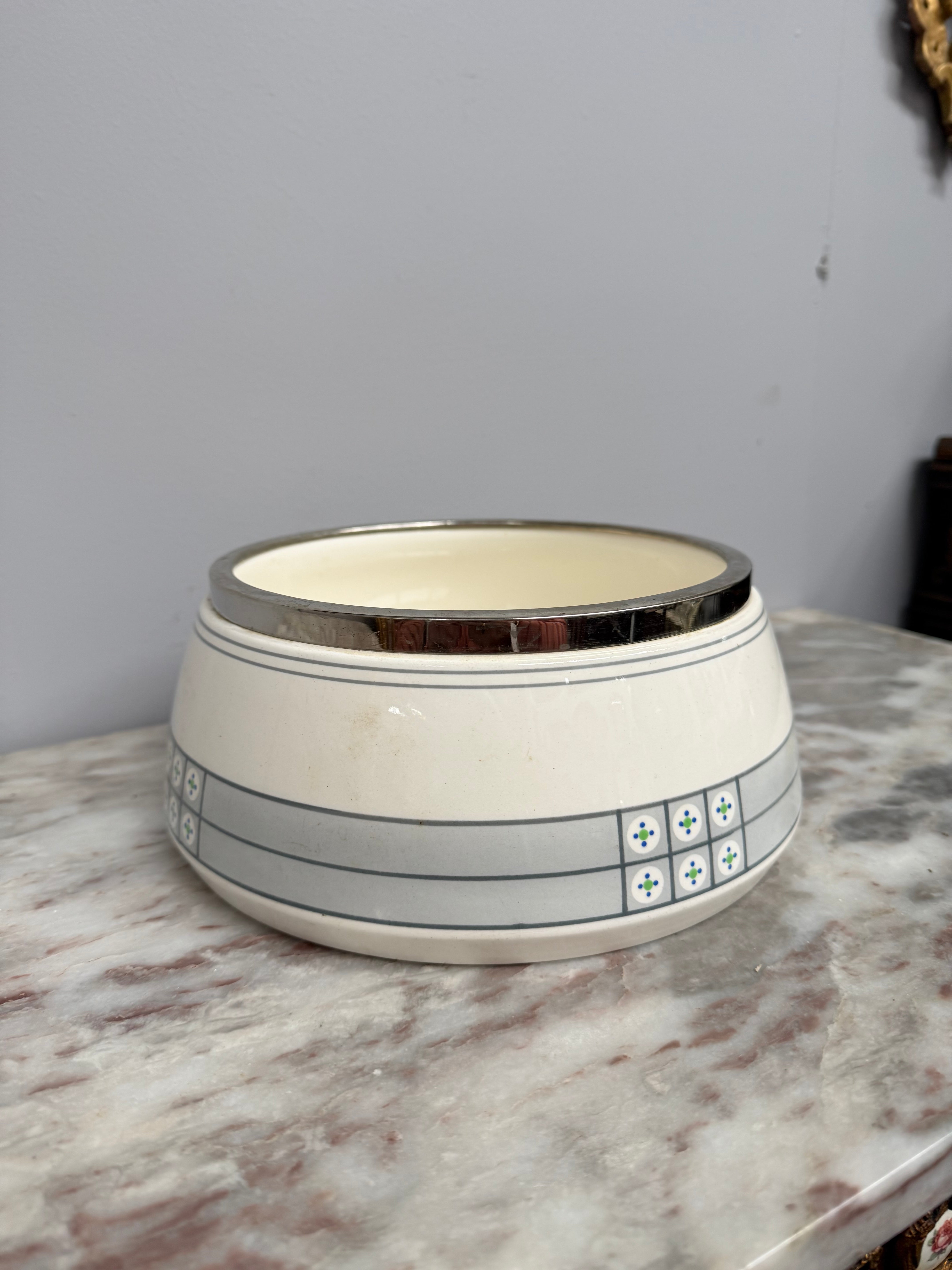 Vintage WMF Art Deco Jugendstil Ceramic/Silver Plated Bowl
