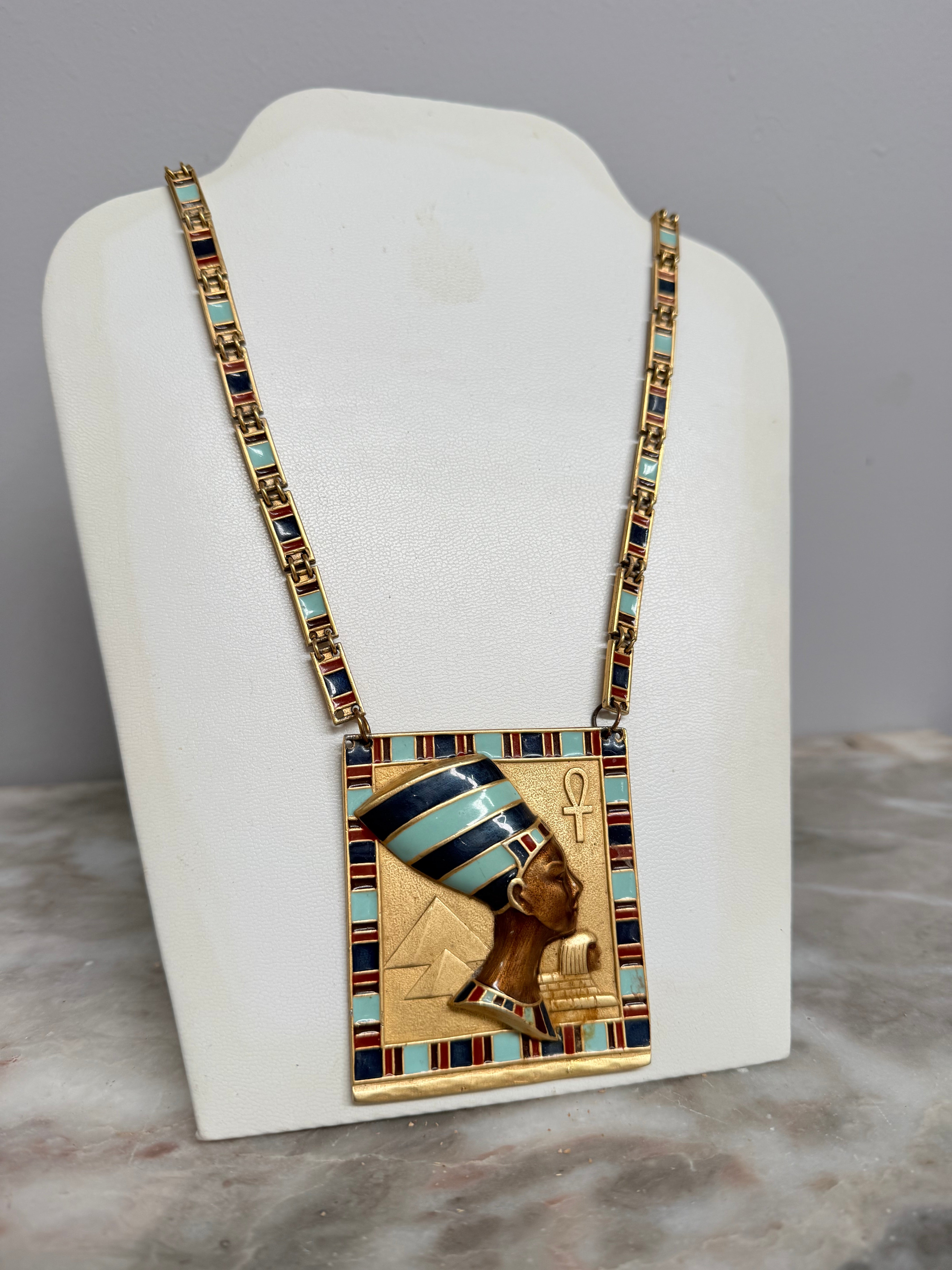Vintage signed "D'Orlan"Egyptian Revival Necklace (Nefertiti) Pedant | Antique & Vintage | Moonee Ponds Antiques | Australia Wide Delivery