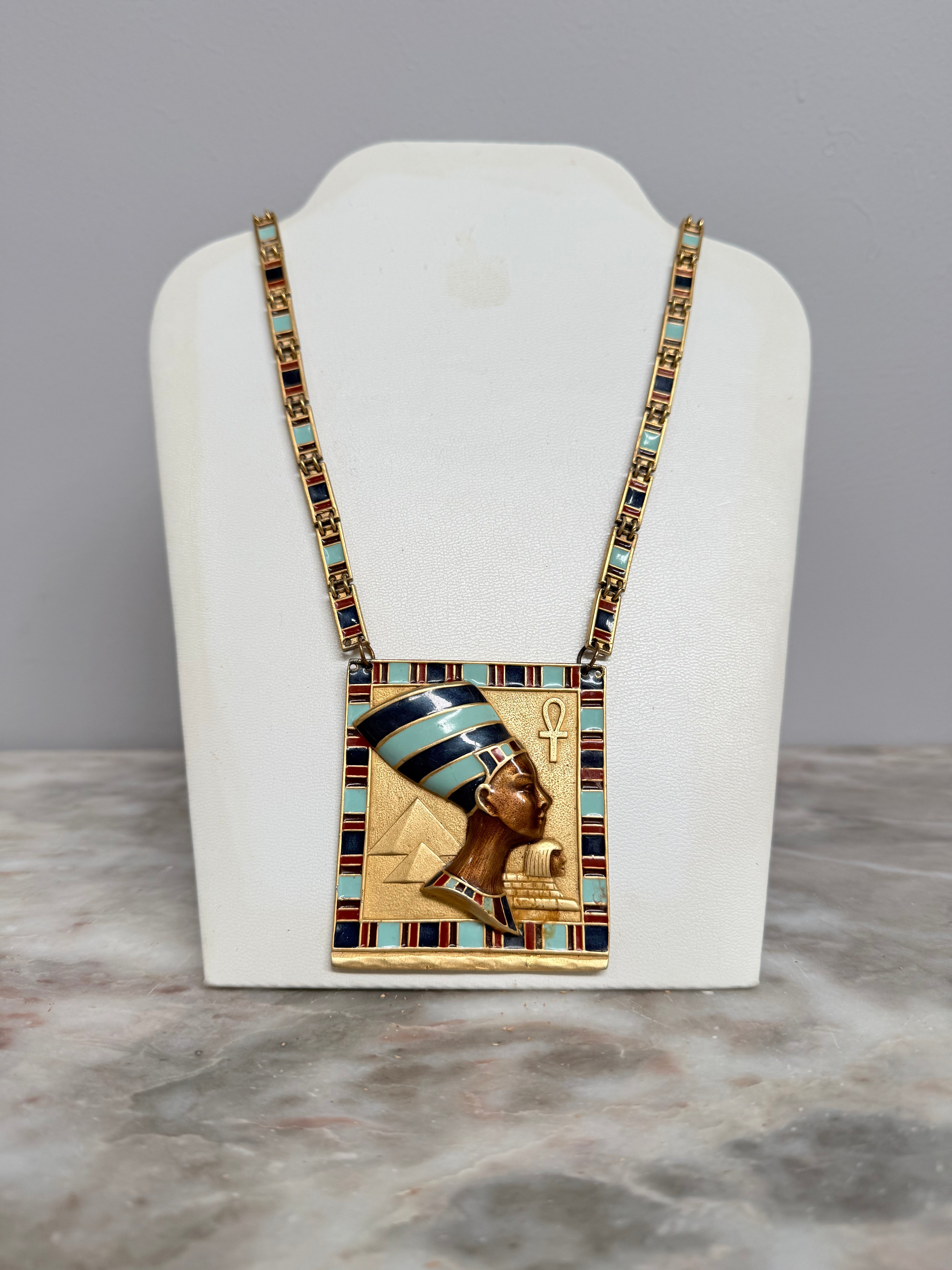 Vintage signed "D'Orlan"Egyptian Revival Necklace (Nefertiti) Pedant | Antique & Vintage | Moonee Ponds Antiques | Australia Wide Delivery