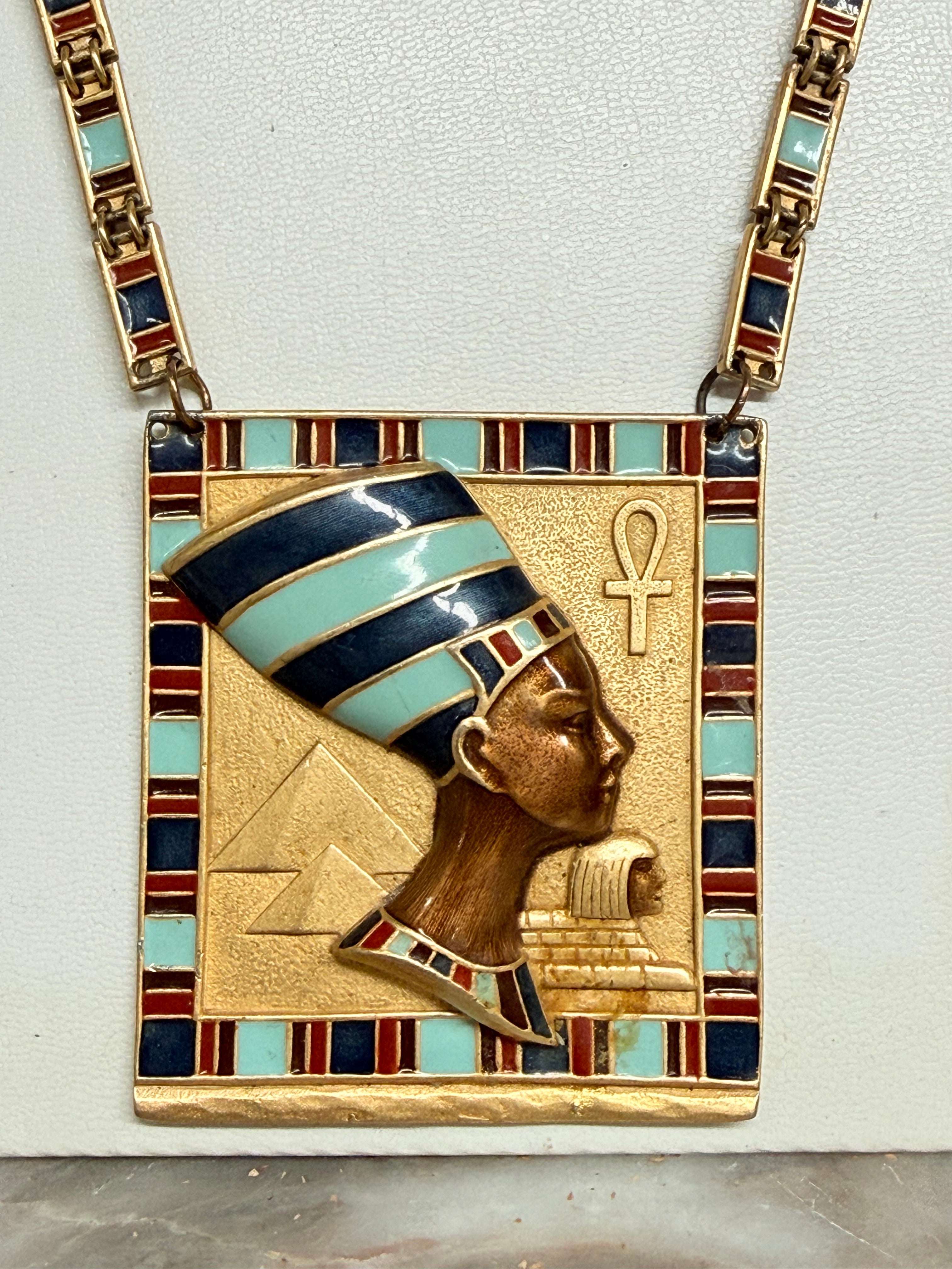 Vintage signed "D'Orlan"Egyptian Revival Necklace (Nefertiti) Pedant | Antique & Vintage | Moonee Ponds Antiques | Australia Wide Delivery