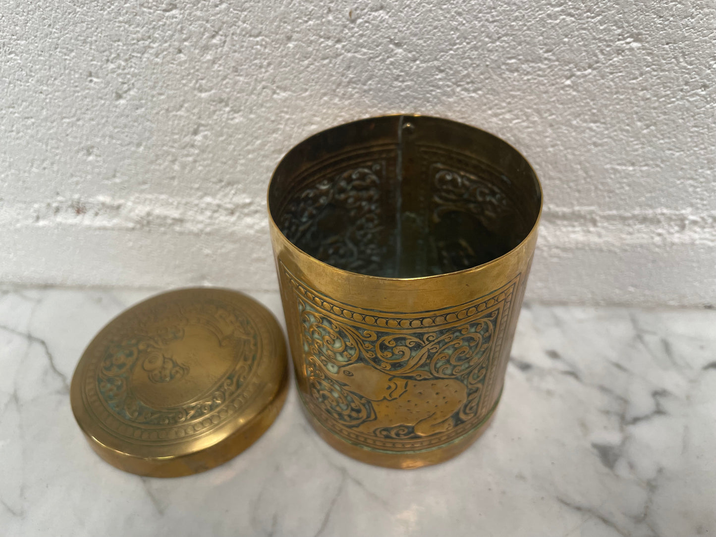 Vintage Lidded Indian Brass Container