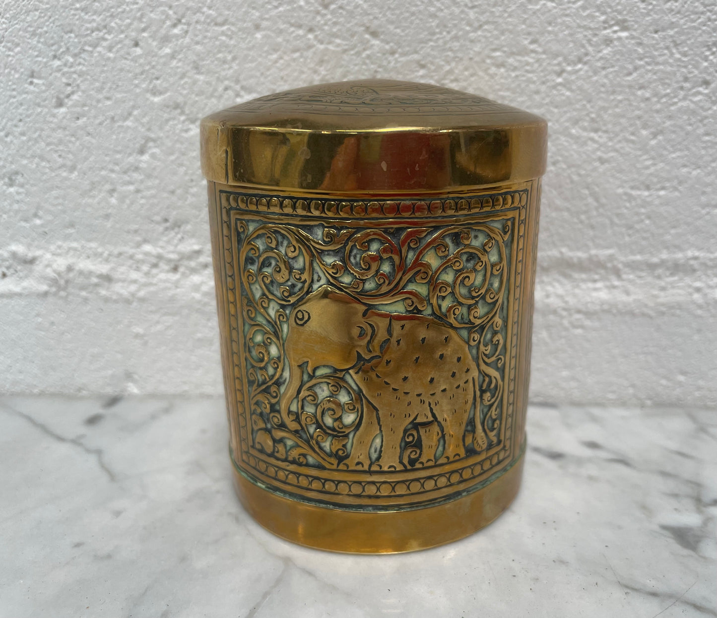 Vintage Lidded Indian Brass Container