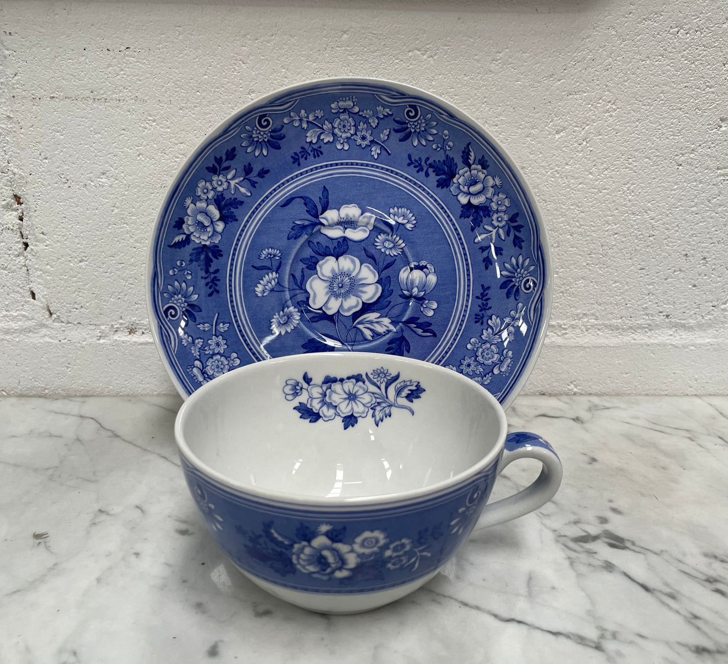 Spode Large Blue & White Cup and Saucer