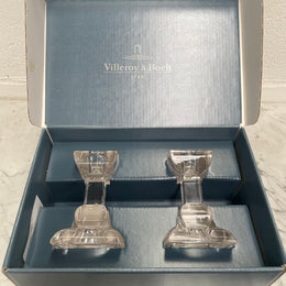 Vintage Pair of Villery & Boch "Siena" Boxed Crystal Candlesticks