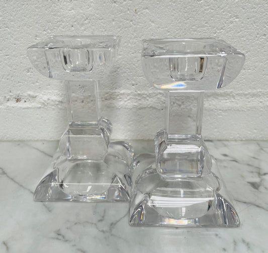 Vintage Pair of Villery & Boch "Siena" Boxed Crystal Candlesticks