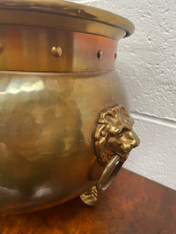 Vintage Brass & Copper Planter With Lions Head On Lion Legs | Antique & Vintage | Moonee Ponds Antiques | Australia Wide Delivery