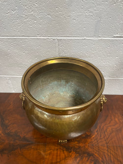Vintage Brass & Copper Planter With Lions Head On Lion Legs | Antique & Vintage | Moonee Ponds Antiques | Australia Wide Delivery