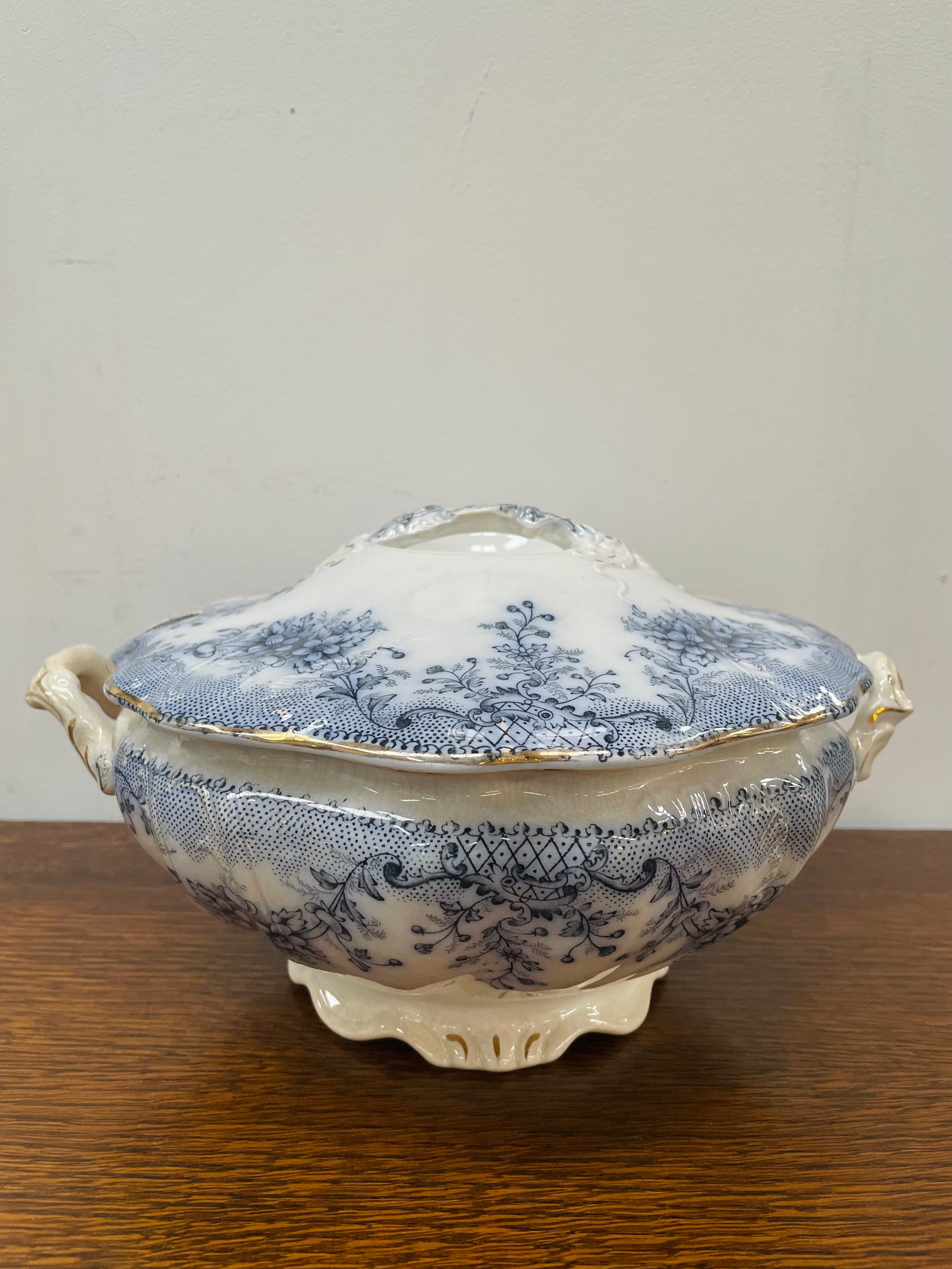 Staffordshire England Blue/White Tureen | Antique & Vintage | Moonee Ponds Antiques | Australia Wide Delivery