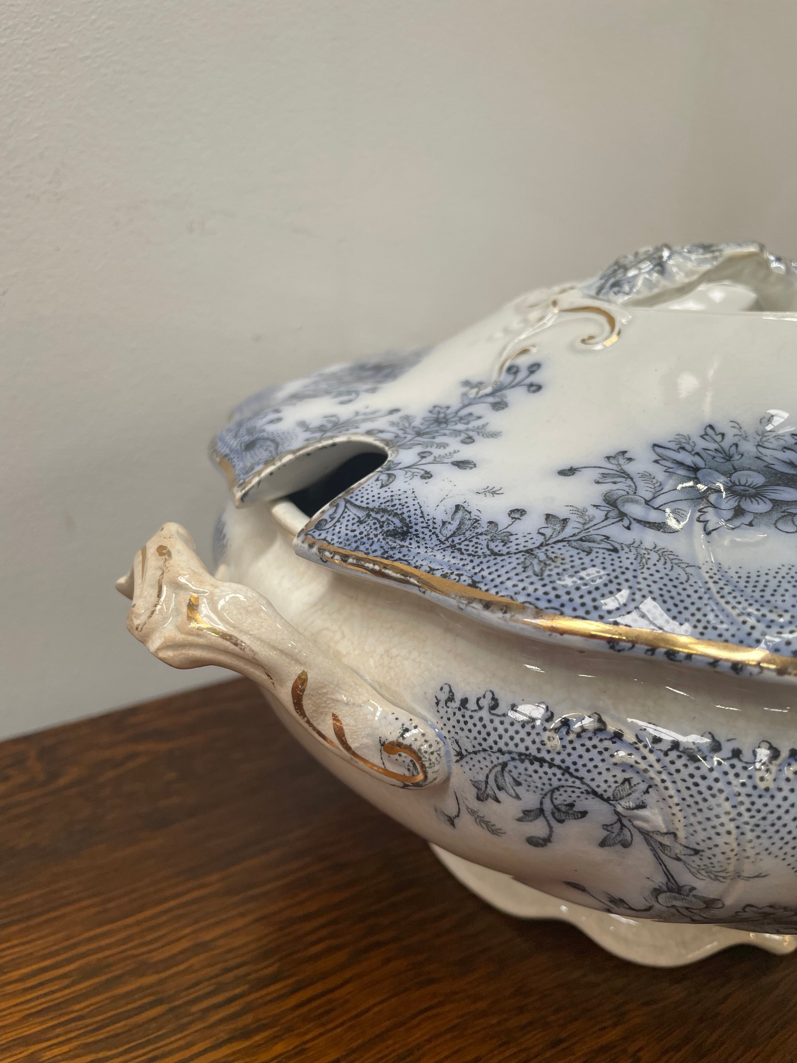 Staffordshire England Blue/White Tureen | Antique & Vintage | Moonee Ponds Antiques | Australia Wide Delivery