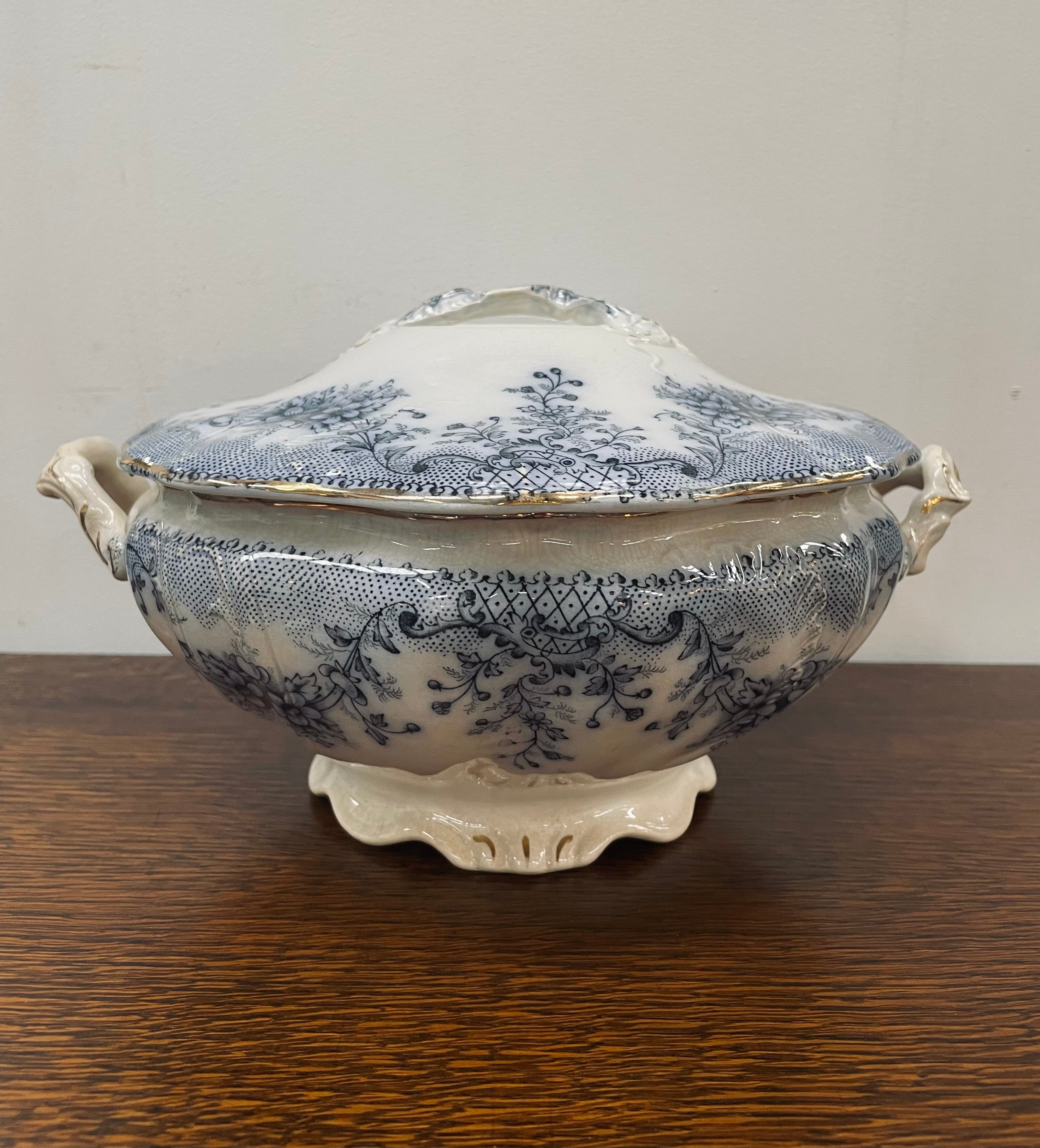 Staffordshire England Blue/White Tureen | Antique & Vintage | Moonee Ponds Antiques | Australia Wide Delivery