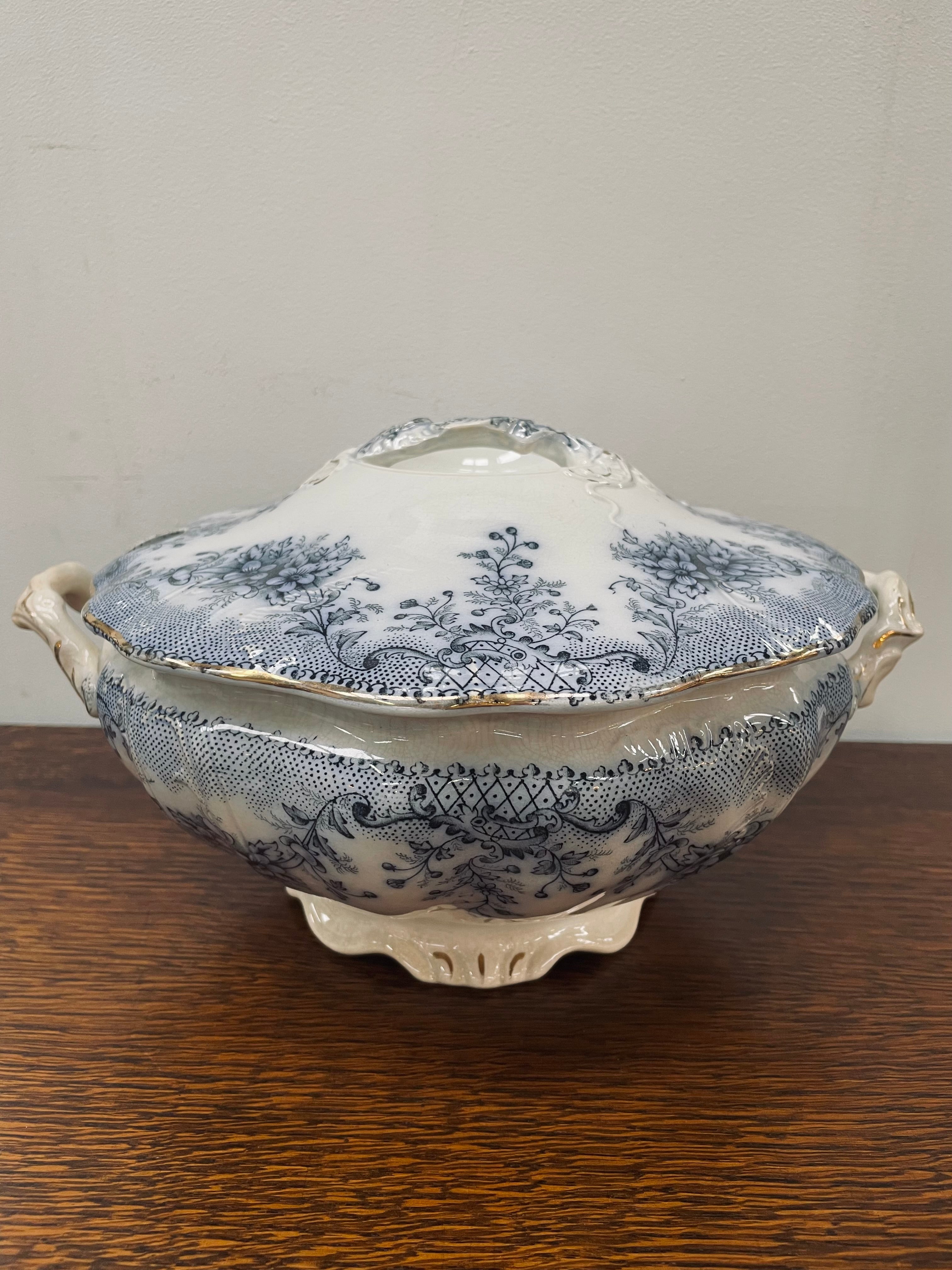 Staffordshire England Blue/White Tureen | Antique & Vintage | Moonee Ponds Antiques | Australia Wide Delivery