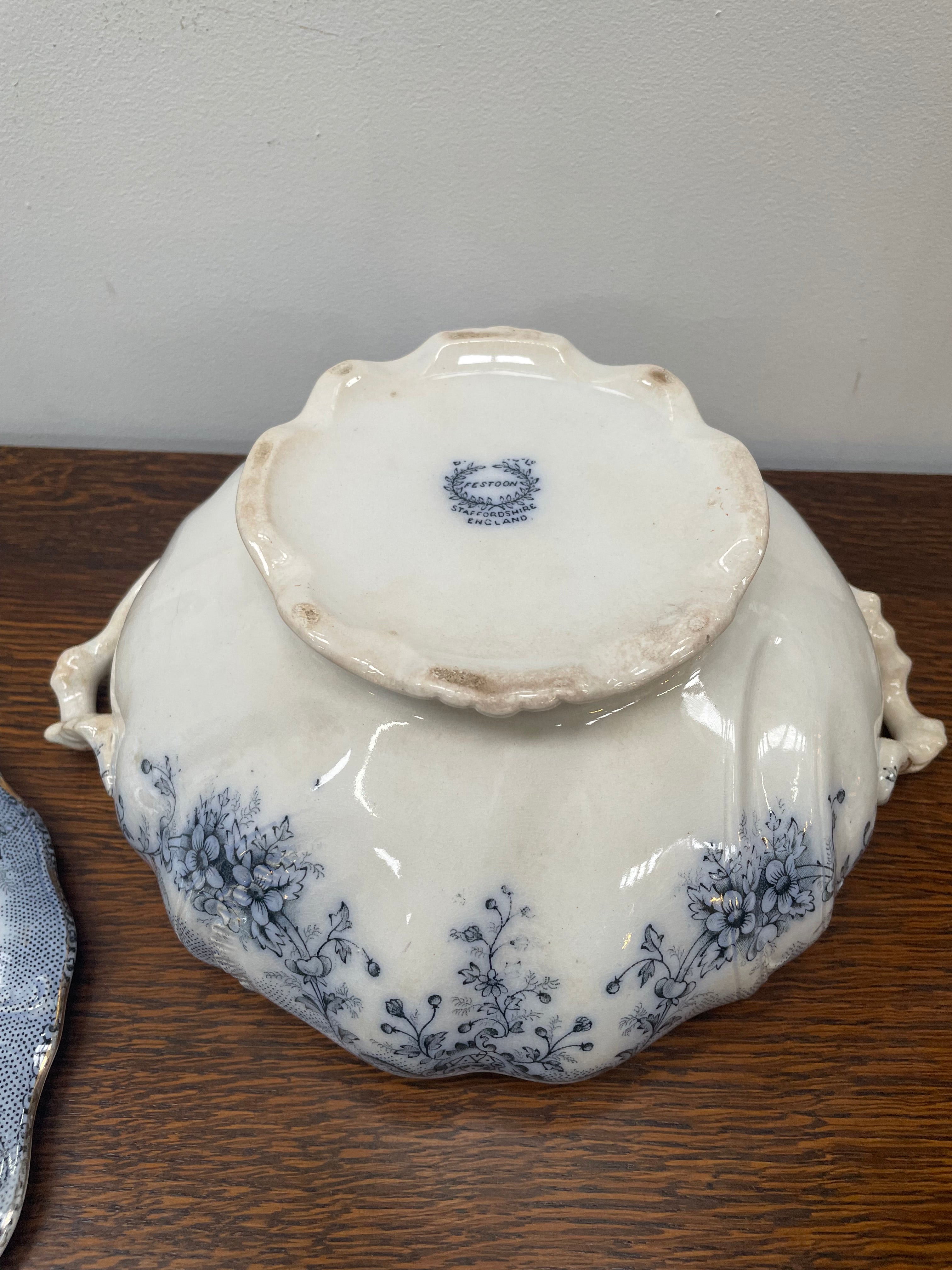 Staffordshire England Blue/White Tureen | Antique & Vintage | Moonee Ponds Antiques | Australia Wide Delivery