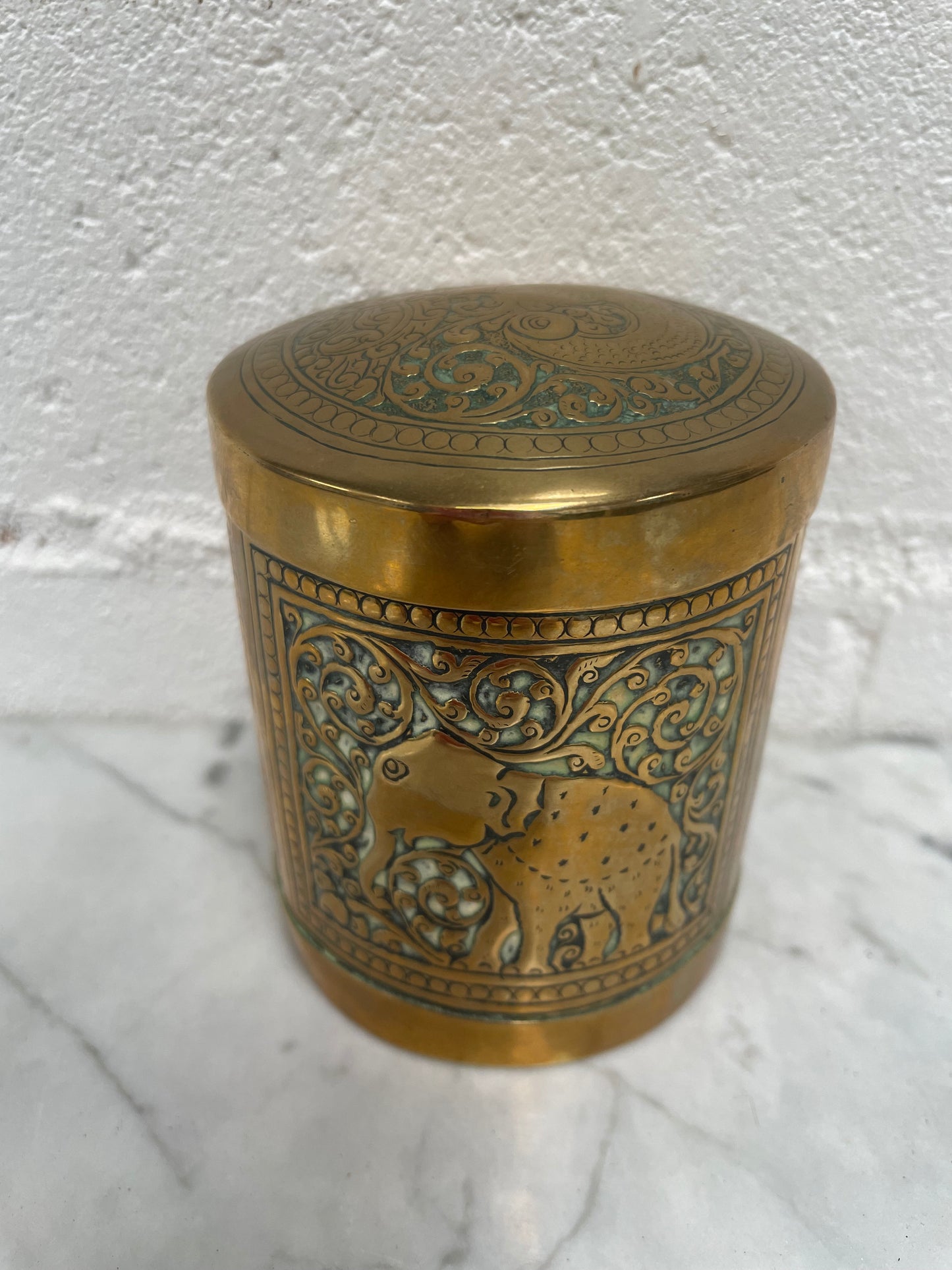 Vintage Lidded Indian Brass Container