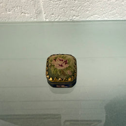 Antique Champleve Enamel Petit Point Trinket Box