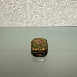 Antique Champleve Enamel Petit Point Trinket Box