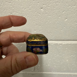 Antique Champleve Enamel Petit Point Trinket Box