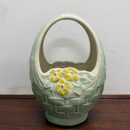 Vintage Huntley Hand Painted Basket Vase