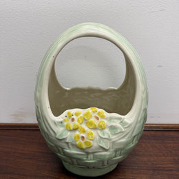Vintage Huntley Hand Painted Basket Vase