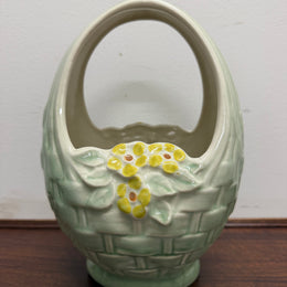 Vintage Huntley Hand Painted Basket Vase