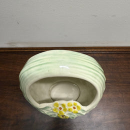Vintage Huntley Hand Painted Basket Vase