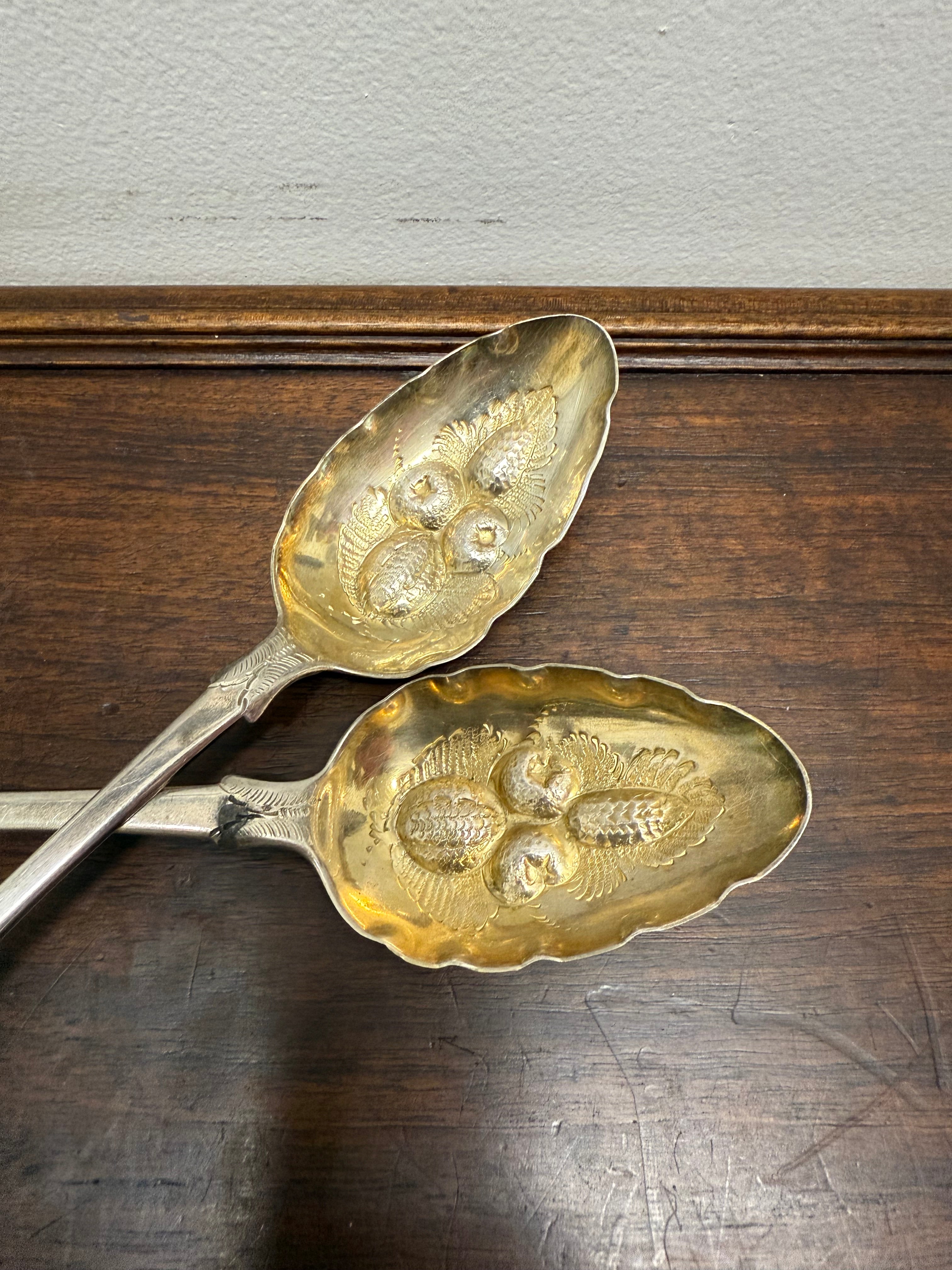 Matched Pair Georgian Sterling Silver Berry Spoons | Antique & Vintage | Moonee Ponds Antiques | Australia Wide Delivery