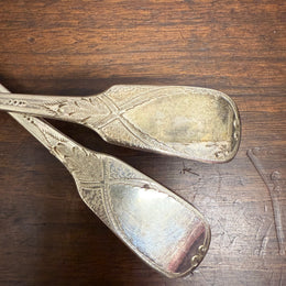 Matched Pair Georgian Sterling Silver Berry Spoons