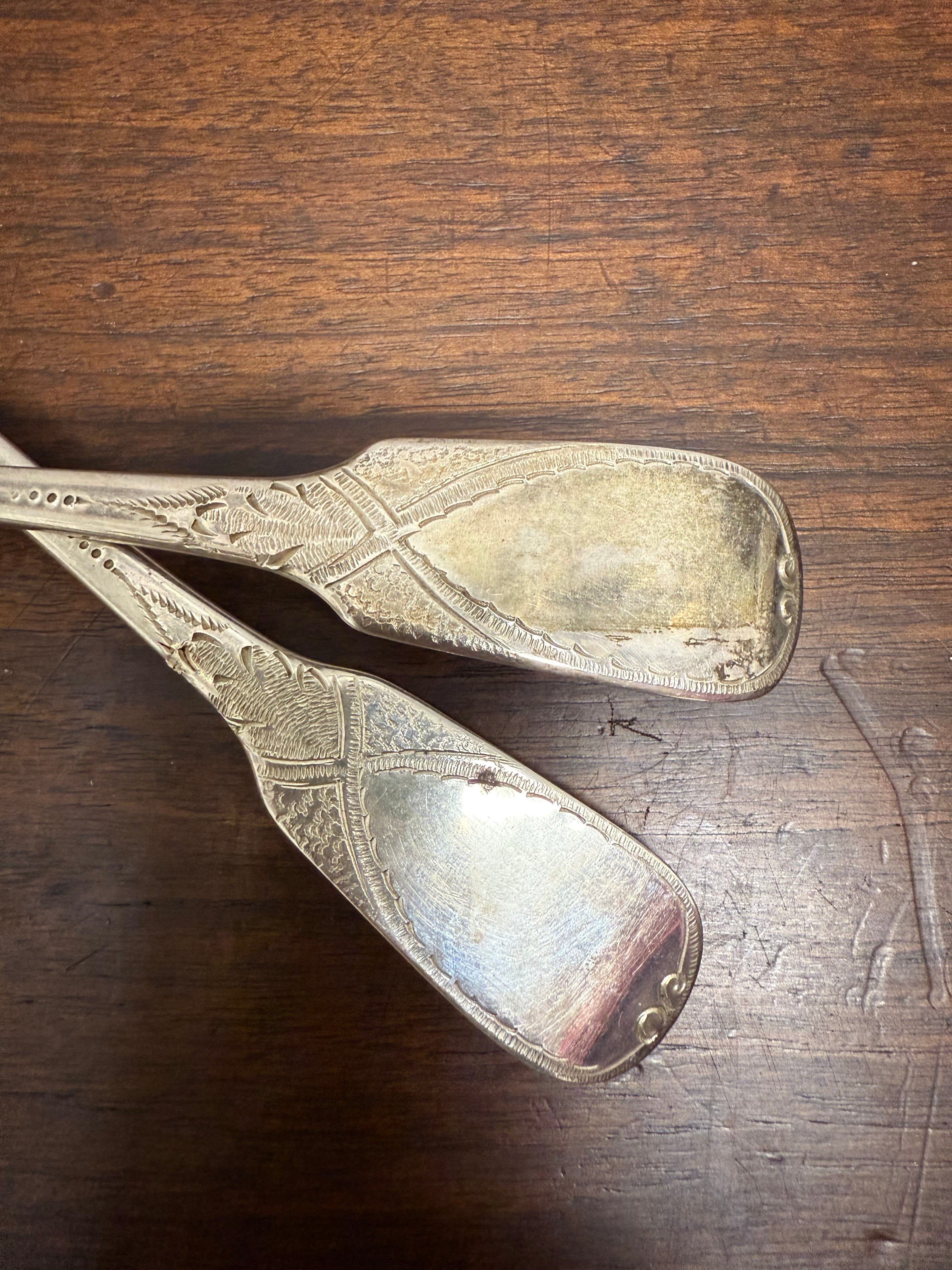 Matched Pair Georgian Sterling Silver Berry Spoons | Antique & Vintage | Moonee Ponds Antiques | Australia Wide Delivery