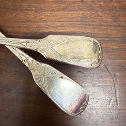 Matched Pair Georgian Sterling Silver Berry Spoons