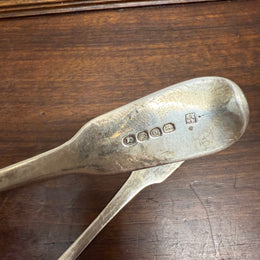 Matched Pair Georgian Sterling Silver Berry Spoons
