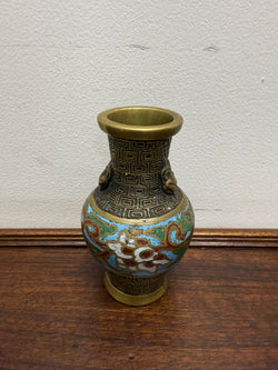 Chinese Champlevé & Cloisonne Enamel Brass Vase | Antique & Vintage | Moonee Ponds Antiques | Australia Wide Delivery
