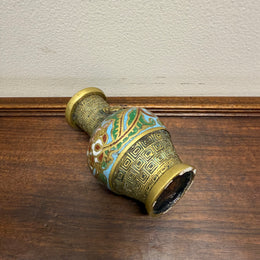 Chinese Champlevé & Cloisonne Enamel Brass Vase