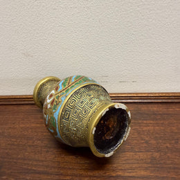 Chinese Champlevé & Cloisonne Enamel Brass Vase