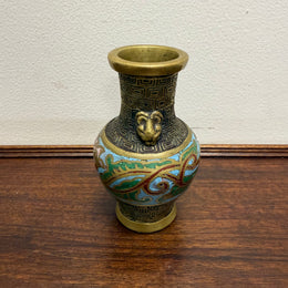 Chinese Champlevé & Cloisonne Enamel Brass Vase