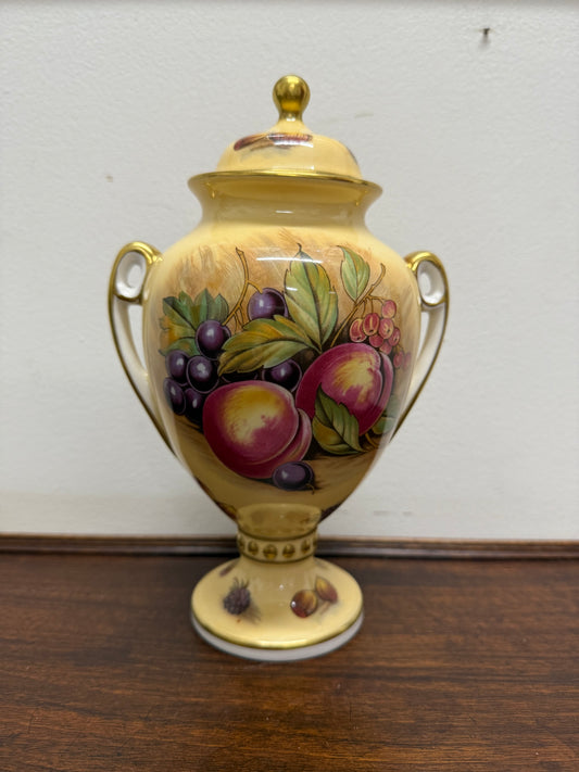 Aynsley Double Handled Lidded Orchard Gold Urn