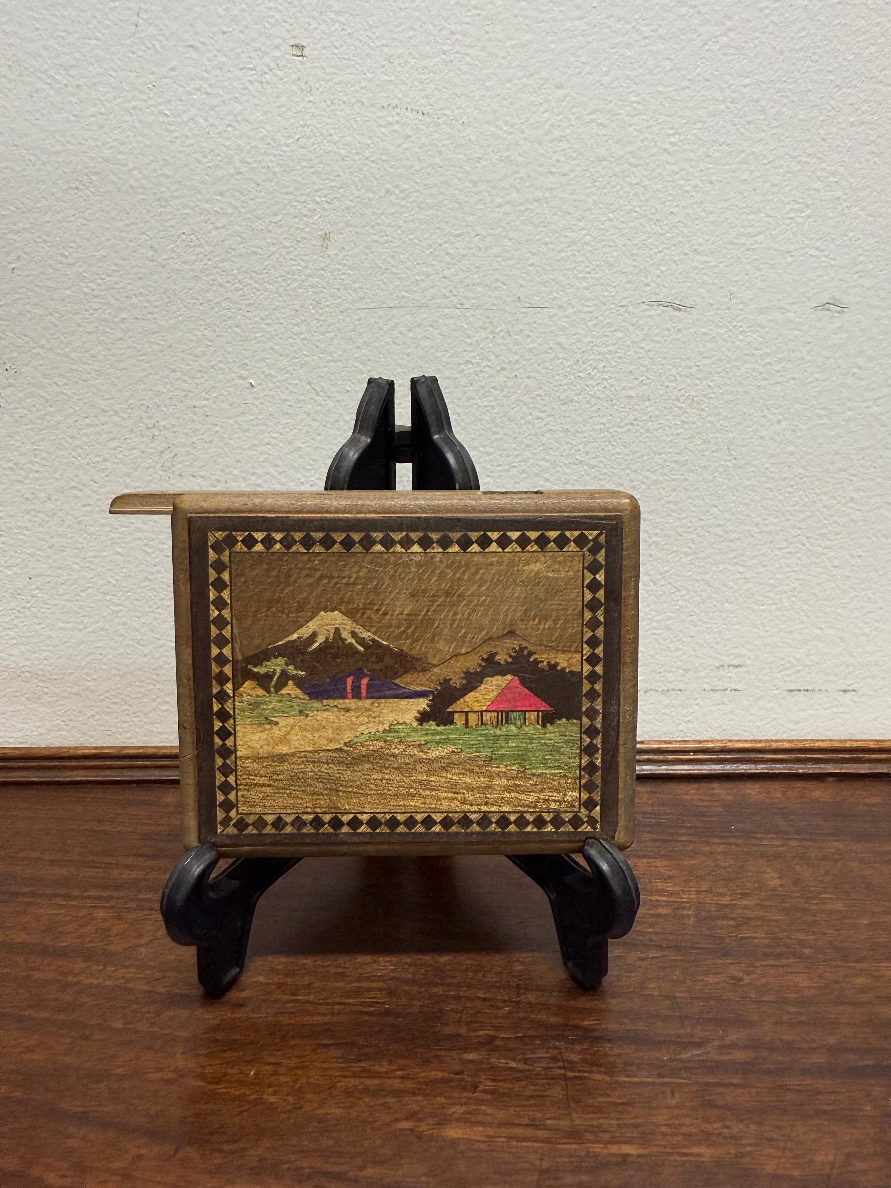Antique Painted & Inlaid Japanese Cigarette Dispenser Box | Antique & Vintage | Moonee Ponds Antiques | Australia Wide