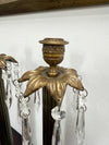 Pair Vintage Brass & Lustre Drops Candlesticks | Antique & Vintage | Moonee Ponds Antiques | Australia Wide Delivery