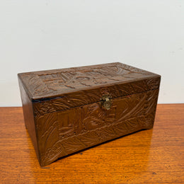 Antique Carved Camphor Wood Chest Ideal Jewellery Box