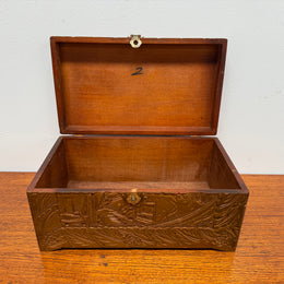 Antique Carved Camphor Wood Chest Ideal Jewellery Box