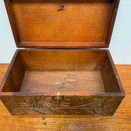 Antique Carved Camphor Wood Chest Ideal Jewellery Box