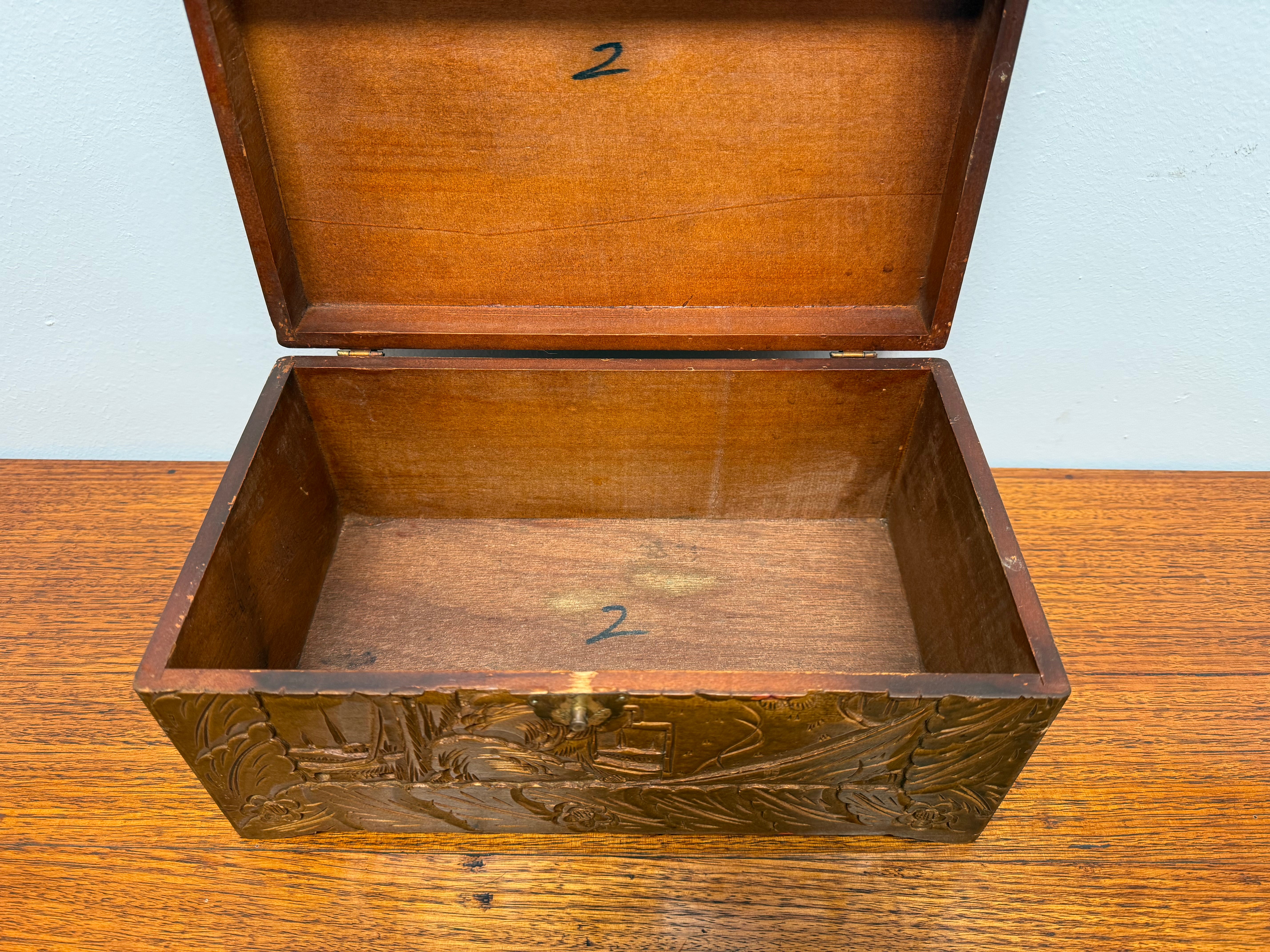 Antique Carved Camphor Wood Chest Ideal Jewellery Box | Antique & Vintage | Moonee Ponds Antiques | Australia Wide Delivery