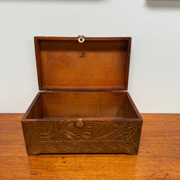 Antique Carved Camphor Wood Chest Ideal Jewellery Box