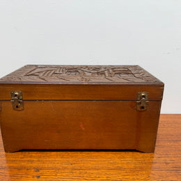 Antique Carved Camphor Wood Chest Ideal Jewellery Box