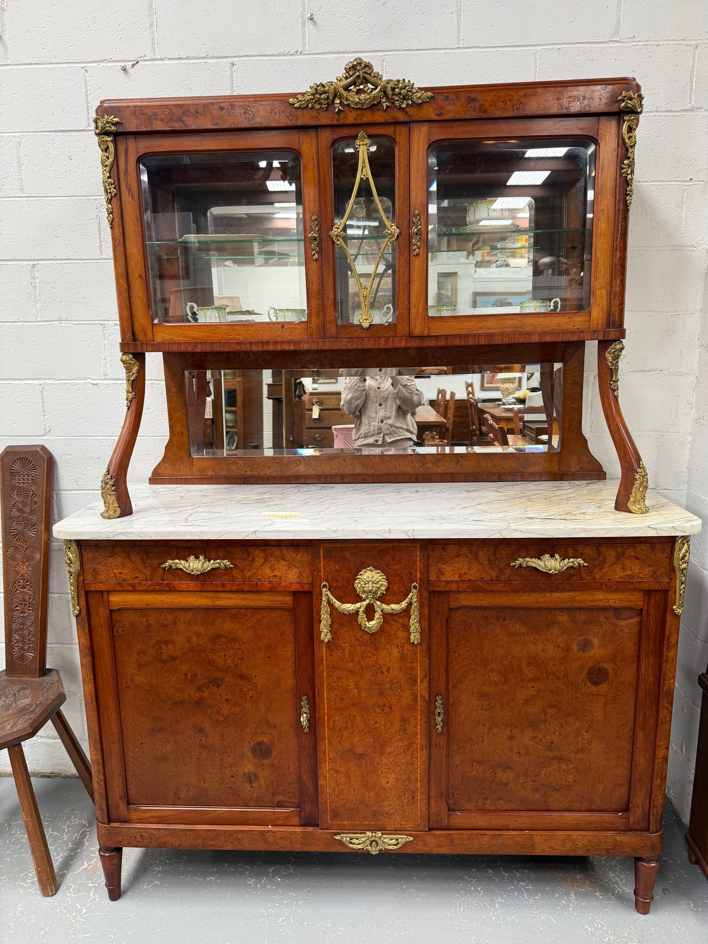 Stunning Belle Epoque French Marble Top Buffet/ Sideboard