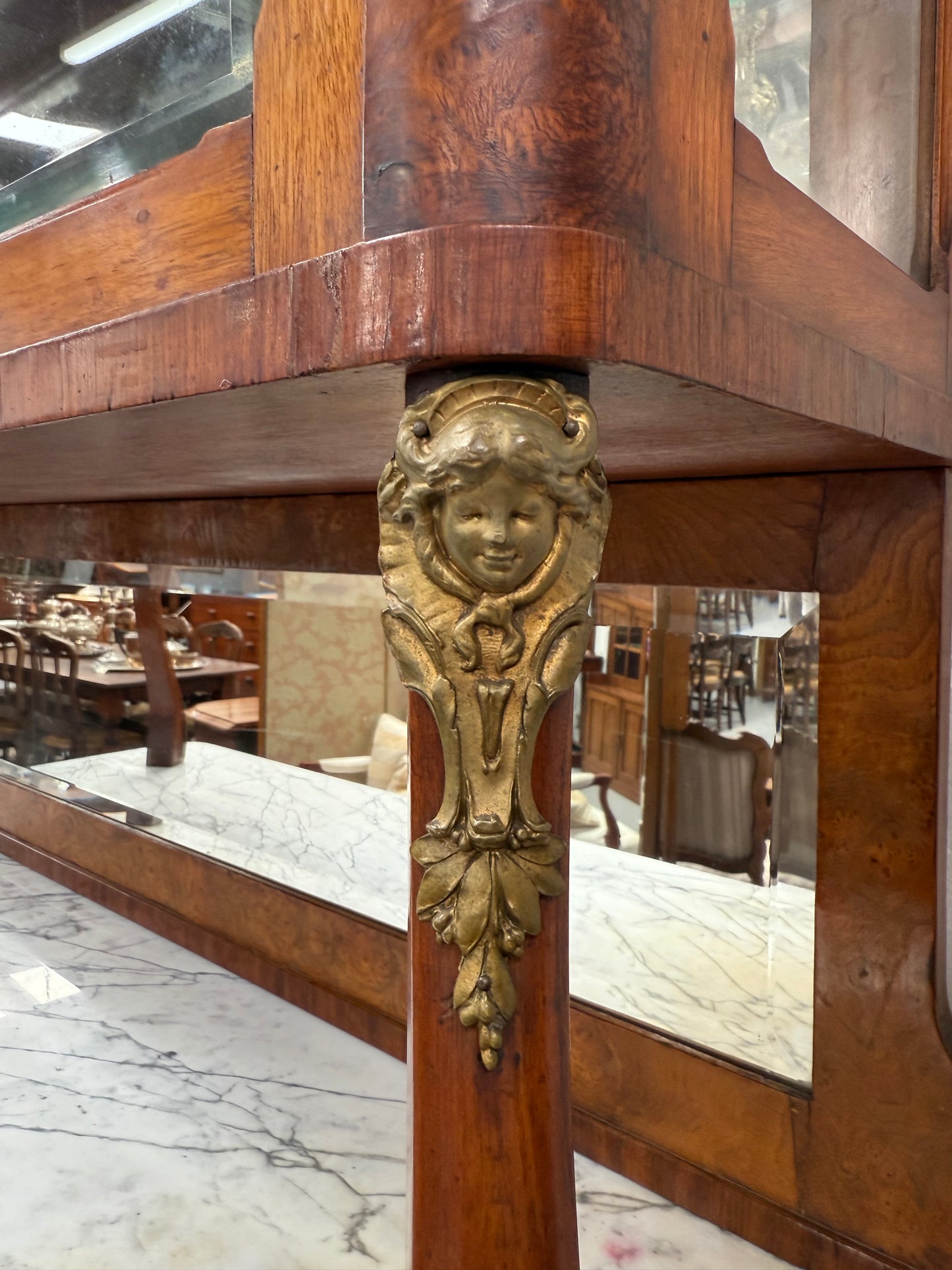 Stunning Belle Epoque French Marble Top Buffet/ Sideboard