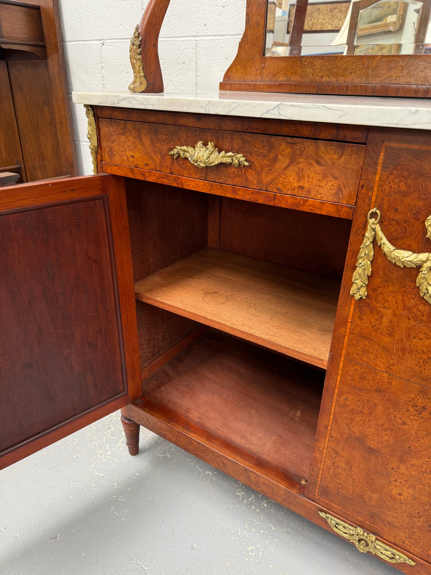 Stunning Belle Epoque French Marble Top Buffet/ Sideboard
