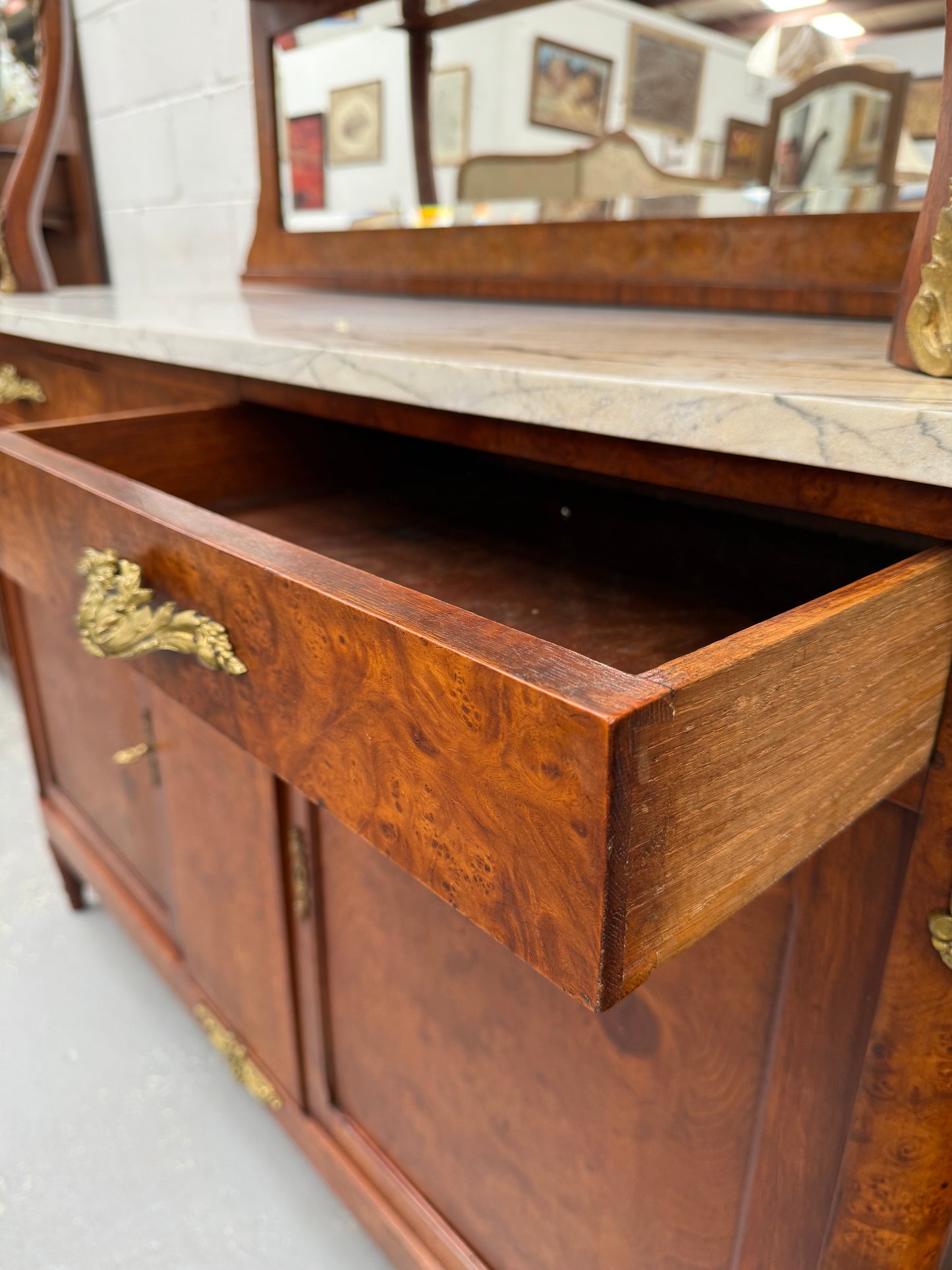 Stunning Belle Epoque French Marble Top Buffet/ Sideboard
