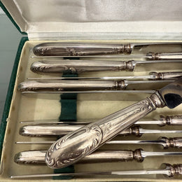 Pairs Made Vintage Set of 12 French Silver Plated Knifes in Original Box