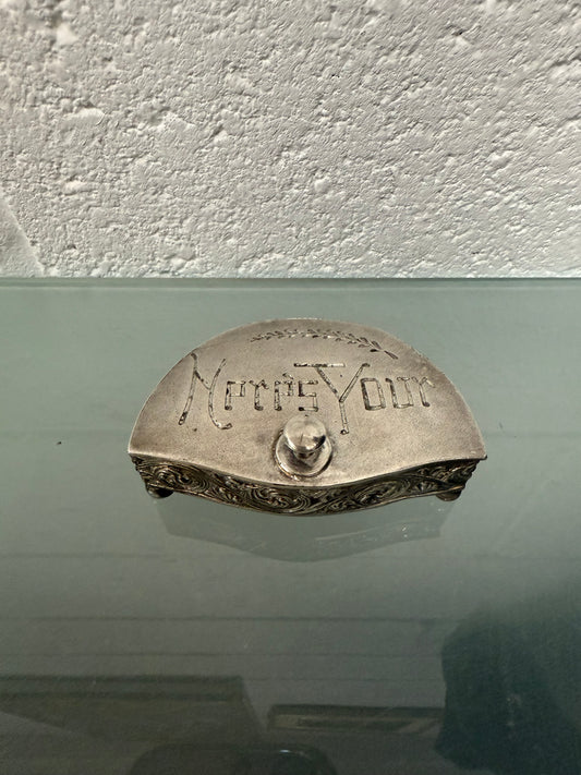 Edwardian EPBM Silver Trinket Box Engraved "Here's Your"