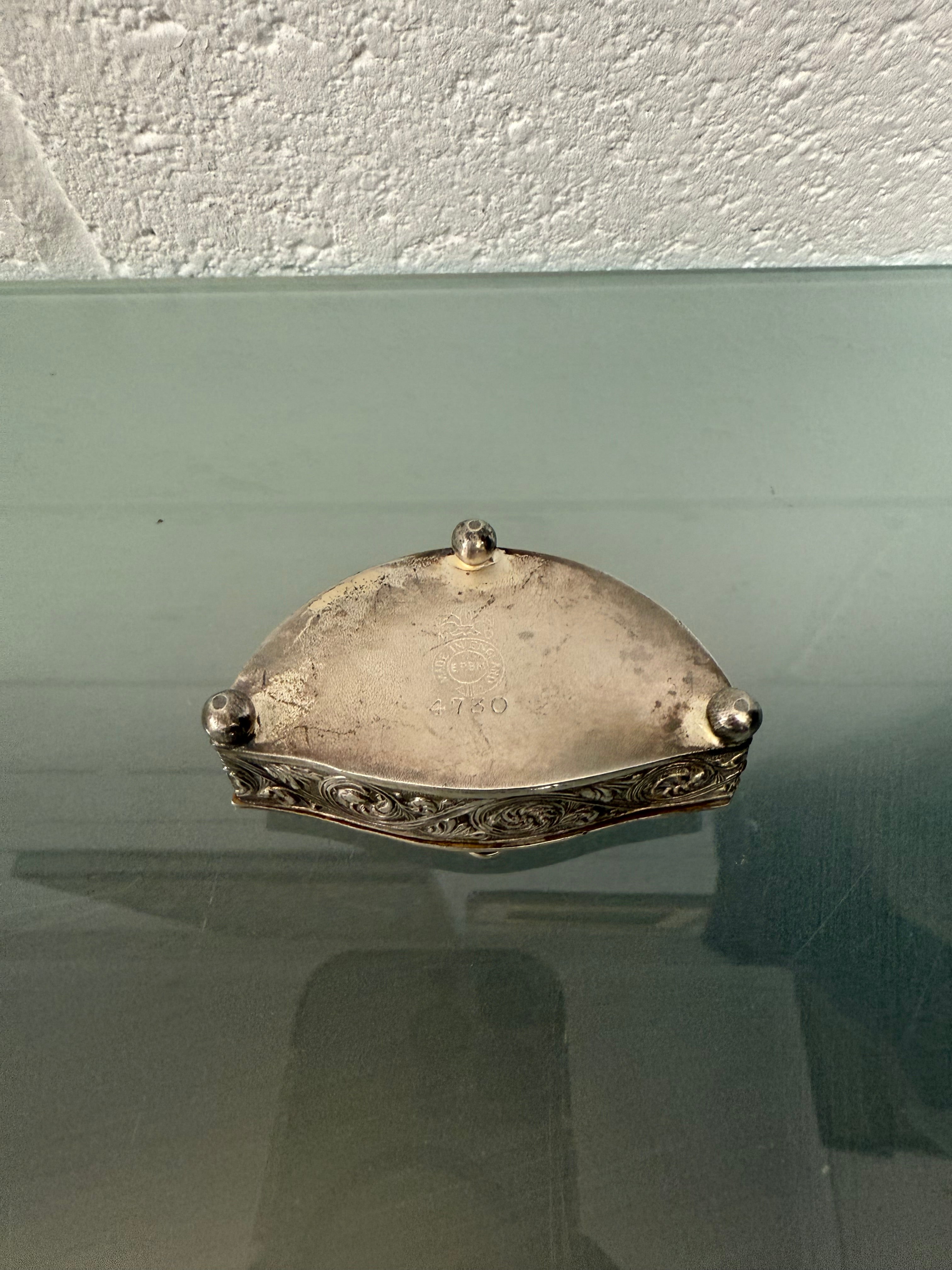 Edwardian EPBM Silver Trinket Box Engraved "Here's Your" | Antique & Vintage | Moonee Ponds Antiques | Australia Wide